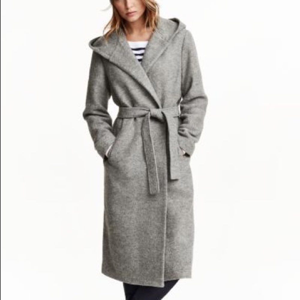 NWT H&M Hooded Wool-Blend Coat